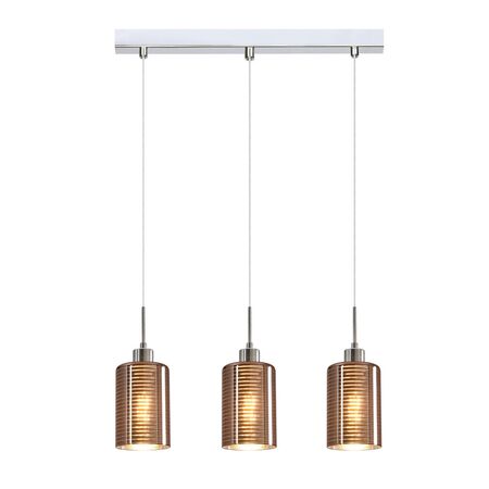 ESPEJO2: Interior Iron & Rose Gold Oblong Glass with Line Effect Pendant Lights