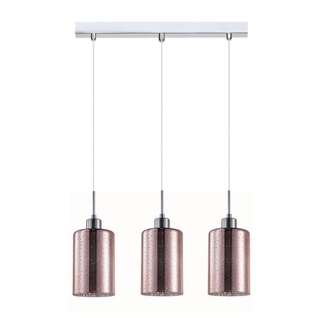 ESPEJO4: Interior Iron & Rose Gold Oblong Glass with Dotted Effect Pendant Lights