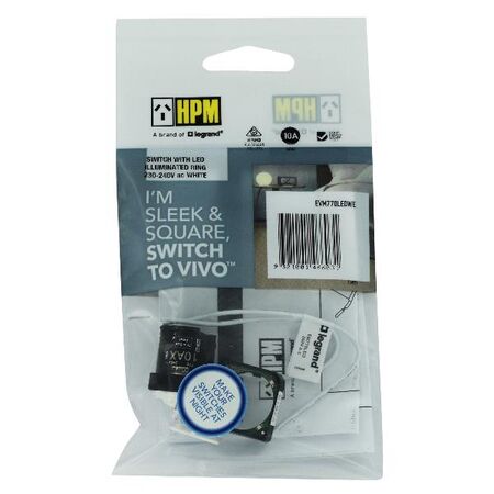 HPM VIVO Blue LED Rocker Switch Ring Kit White