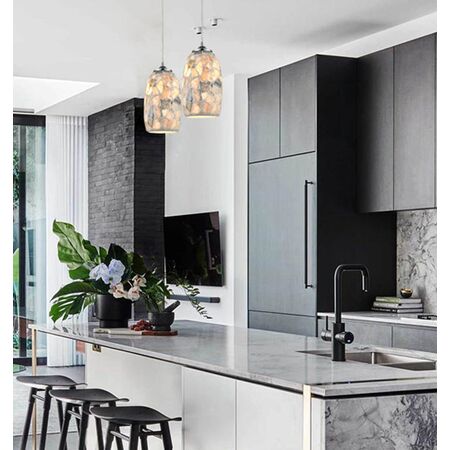 GLAZE: Stone Mosaic Hand Blown Glass Pendant Lights