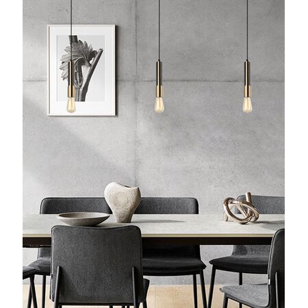 GOLDA: Interior Tube with Brass Highlight Pendant Lights