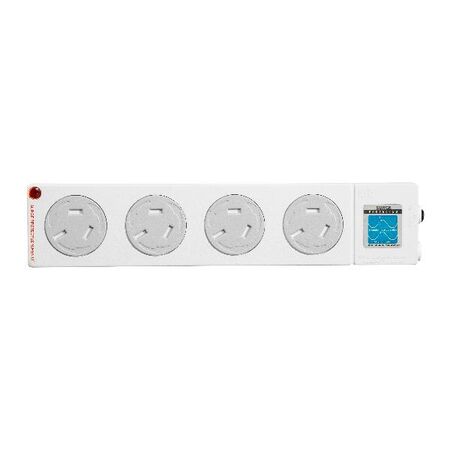 HPM General Purpose Child Safe 4 Outlet 175J Surge Protected Powerboard White