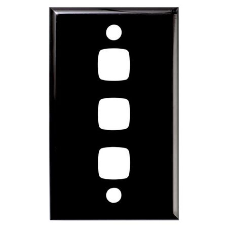 HPM Standard 3 Gang Rectangle Switch Cover Plate Black