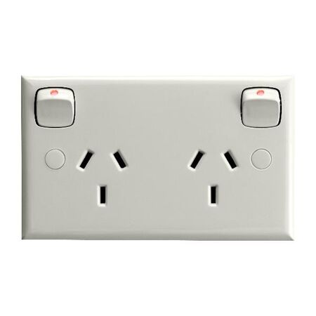 HPM Standard 10A Double Power Point with Safety Shutters White