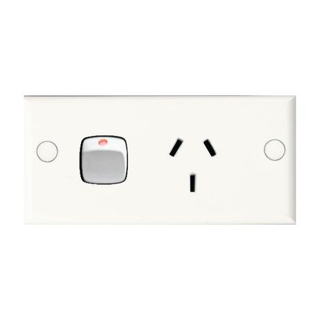 HPM Standard 10A Single Power Point Narrow Plate White