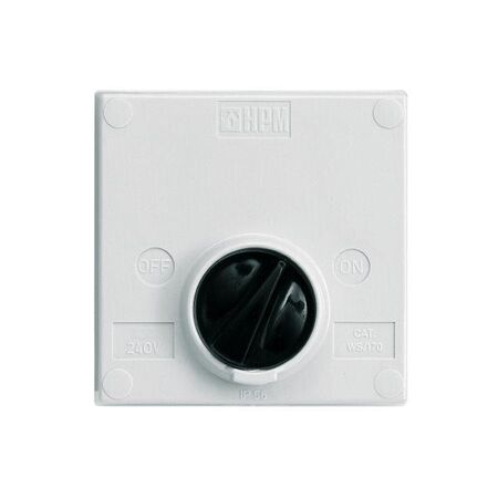 HPM AQUA 20A 1 Gang IP56 Weatherproof Rotary Switch Misty Grey