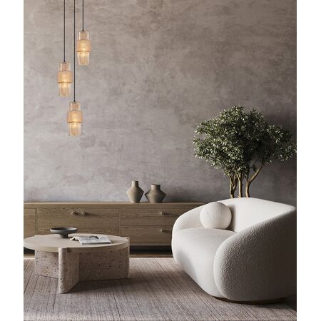 HUECA: Interior Double Cylinder Ribbed with Segment Pendant Lights