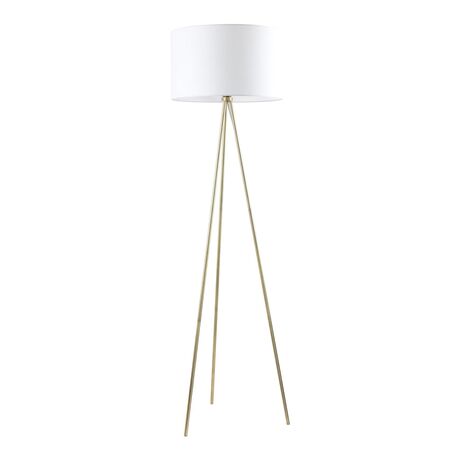 JAMBES: Drum Shade with Antique Brass Tripod Floor Lamps