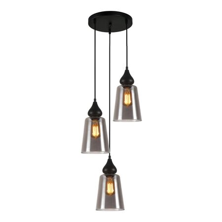 JEREZ: Bronze Amber/ Smokey Black Ellipse Glass Flat Top Pendant Lights