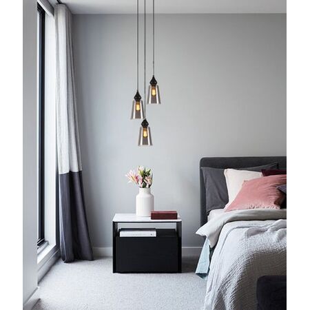 JEREZ: Bronze Amber/ Smokey Black Ellipse Glass Flat Top Pendant Lights