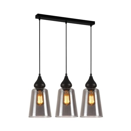JEREZ: Bronze Amber/ Smokey Black Ellipse Glass Flat Top Pendant Lights