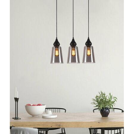 JEREZ: Bronze Amber/ Smokey Black Ellipse Glass Flat Top Pendant Lights
