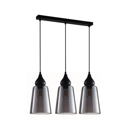 JEREZ: Bronze Amber/ Smokey Black Ellipse Glass Flat Top Pendant Lights