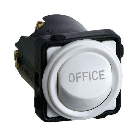 Excel Life - Engraved rocker switch mechanism 2 way 16AX 240V a.c. OFFICE engraved white