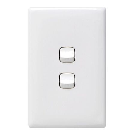 HPM Linea 2 Way Single Pole Double Throw Vertical Switch 2 Gang White