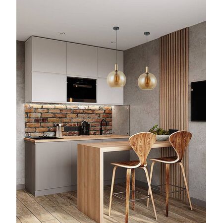 PATERA: Interior Glass with Extended Bronze Highlight Pendant Lights