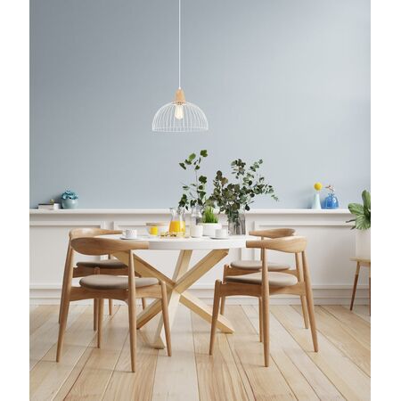 STRAND: Iron and Wood Dome Cage Pendant Lights