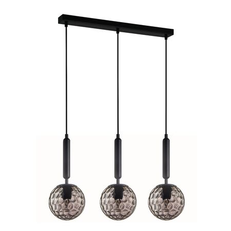 TRATTINO: Interior Bronze Amber /Smokey Black Spherical Glass Multiple Bar Base Pendant Lights