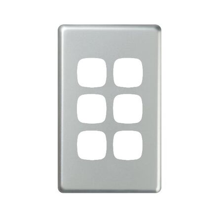 HPM Excel 6 Gang Switch Coverplate Matt Silver