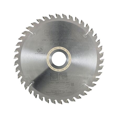 Circular Saw Blade for Wood | 190mm Diameter | 42 Teeth | Max 8000 RPM | by Wurth