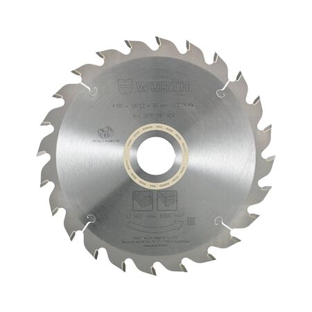 Circular Saw Blade for Wood | 190mm Diameter | 24 Teeth | 8000 RPM | by Wurth