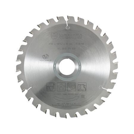 Circular Saw Blade for Wood | 190mm Diameter | 30 Teeth | Alternating Tooth Design | @Each by Wurth