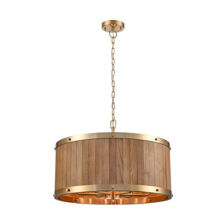 BARRIQUE: Retro Interior Large Drum Wood Pendant Lights