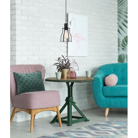 BLACKBAND: Industrial Black Angled Bird Cage Pendant Light