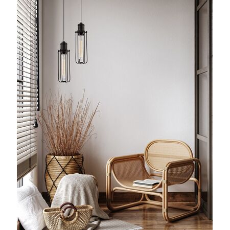 BLACKBAND Industrial Black Tubular Bird Cage Pendant Light