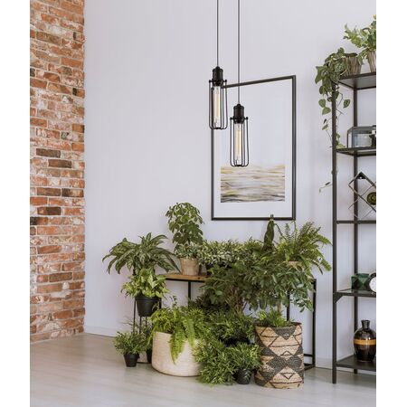 BLACKBAND Industrial Black Tubular Bird Cage Pendant Light
