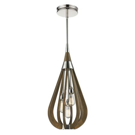 BONITO: Rustic Medium Taupe / Winter Moss Wood Tear Drop Pendant Light