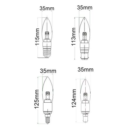 Candle LED Dimmable Globes Clear / Frosted Diffuser (4W)
