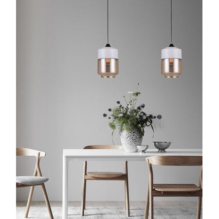 CASA: White With Amber Jar Shape Pendant Light