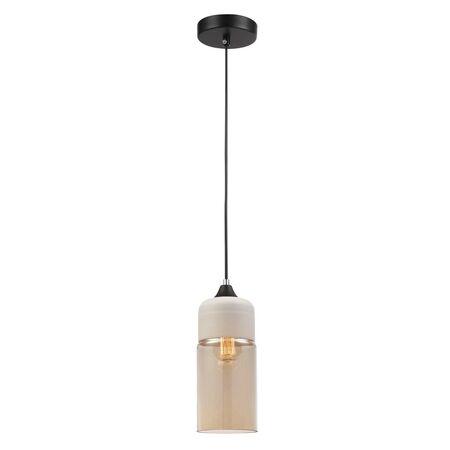 CASA: Retro White With Amber Oblong Pendant Light