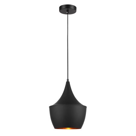 CAVIAR: Black Angled Bell Shape Pendant Light