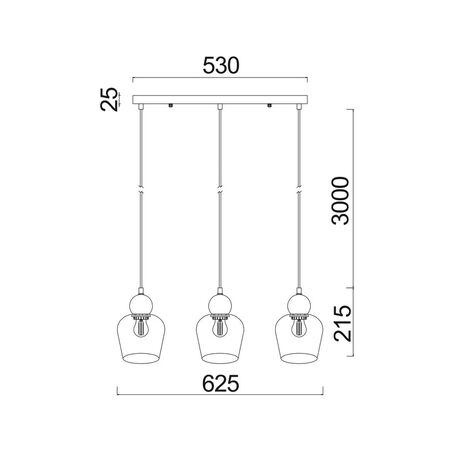 CHAMPAN: Interior Bronze Amber / Smokey Black Glass Ellipse Multiple Bar Base Pendant Lights