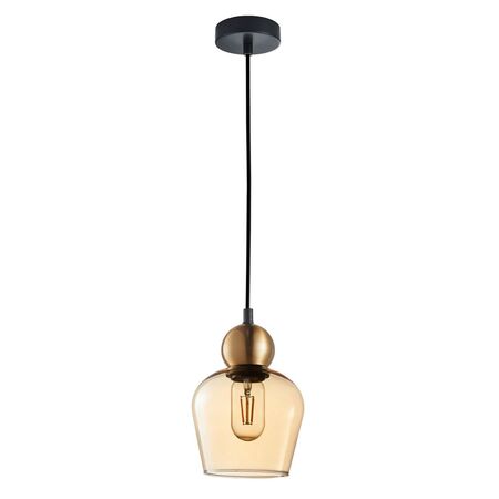 CHAMPAN: Interior Bronze Amber / Smokey Black Glass Ellipse Pendant Lights