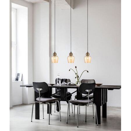 CHAMPAN: Interior Bronze Amber / Smokey Black Glass Ellipse Pendant Lights