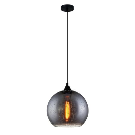 CHUVA: Smokey Black Mirror Finish Glass with Rain Drop Effect Wine Glass Shape Pendant Light