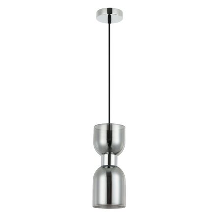 CLESSIDRA: Interior Mirror Finish Smokey Black / Opal Glass Ellipse Pendant Lights