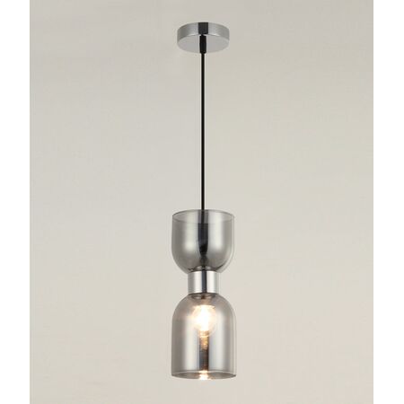 CLESSIDRA: Interior Mirror Finish Smokey Black / Opal Glass Ellipse Pendant Lights