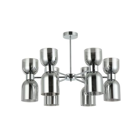 CLESSIDRA:  Interior Mirror Finish Smokey Black / Opal Glass Ellipse x12 Round Base Pendant Lights