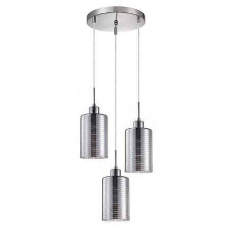 ESPEJO1: Interior Iron & Chrome Oblong Glass with Line Effect Pendant Lights