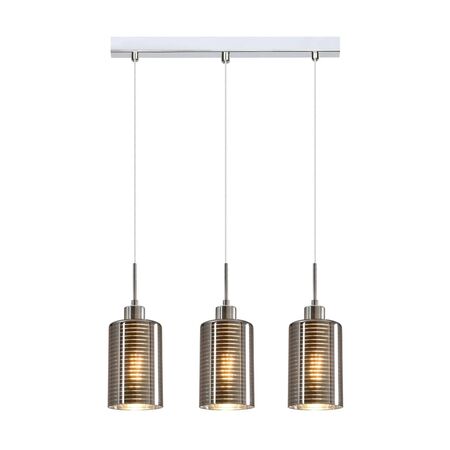 ESPEJO1: Interior Iron & Chrome Oblong Glass with Line Effect Pendant Lights