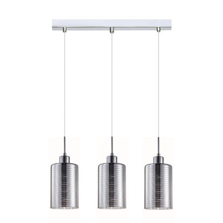 ESPEJO1: Interior Iron & Chrome Oblong Glass with Line Effect Pendant Lights