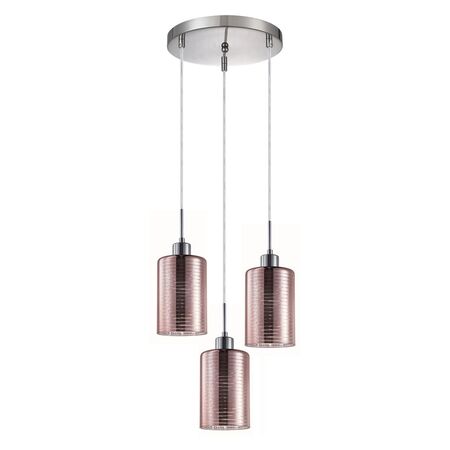 ESPEJO2: Interior Iron & Rose Gold Oblong Glass with Line Effect Pendant Lights