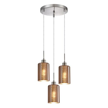 ESPEJO2: Interior Iron & Rose Gold Oblong Glass with Line Effect Pendant Lights
