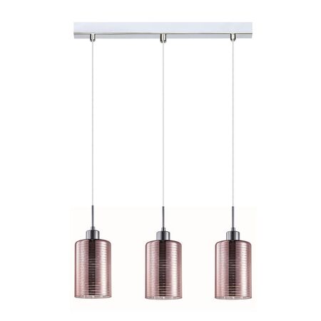 ESPEJO2: Interior Iron & Rose Gold Oblong Glass with Line Effect Pendant Lights