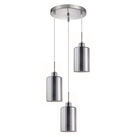 ESPEJO3: Interior Iron & Chrome Oblong Glass with Dotted Effect Pendant Lights