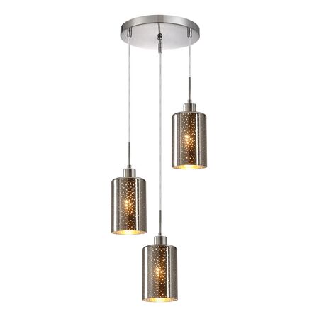 ESPEJO3: Interior Iron & Chrome Oblong Glass with Dotted Effect Pendant Lights